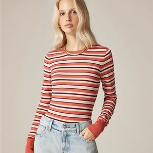 J. Crew Carolyn fitted crewneck sweater in striped merino wool Size M NWT